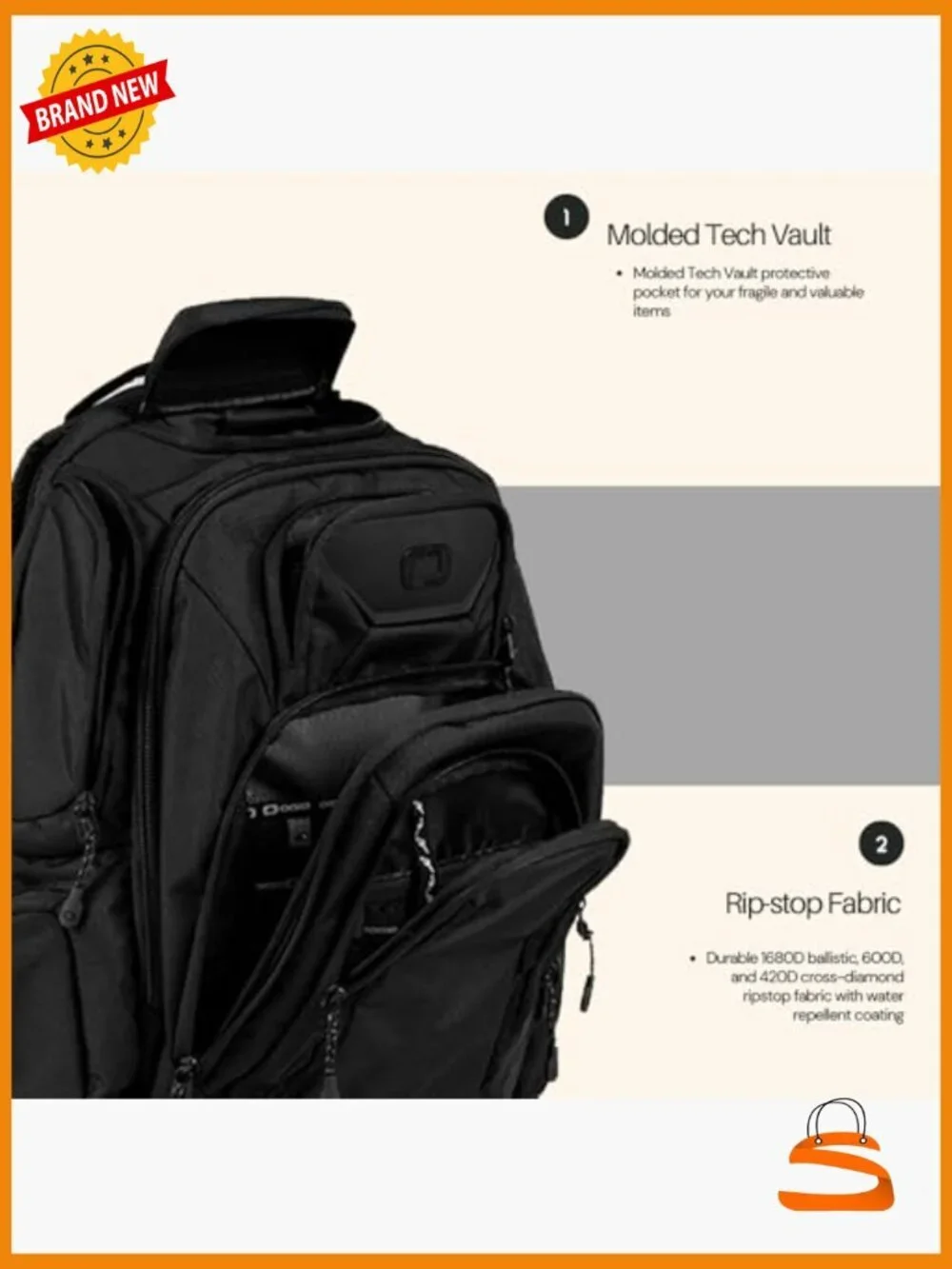 25L Laptop Backpack with 23 Pockets, Water Resistant, Adjustable Straps
